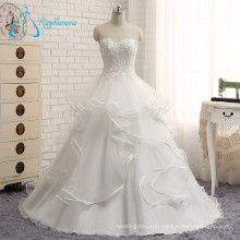 Tiered Button Beading Lace Appliques White Beach Wedding Dress